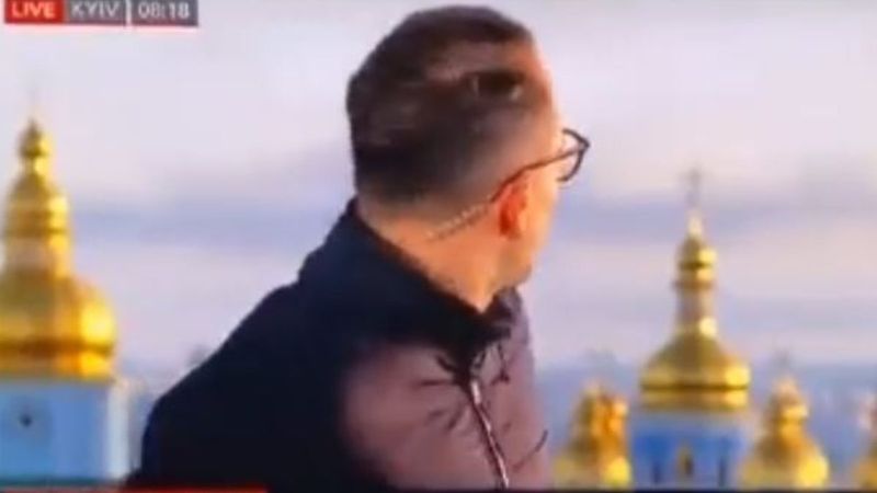 Kiev'e saldırı anı, BBC yayınına yansıdı