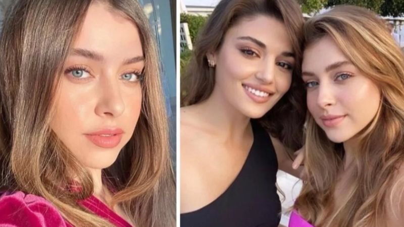 Hande Erçel'in ablası Gamze Erçel'den derin göğüs dekolteli poz! Marilyn Monroe'ya benzetildi