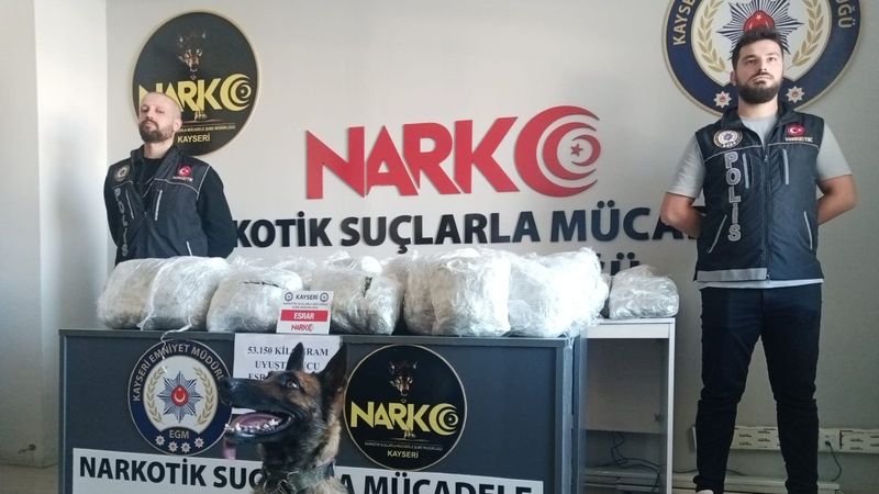 Kayseri'de uyuşturucu operasyonu: 53 kilo 150 gram ele geçirildi