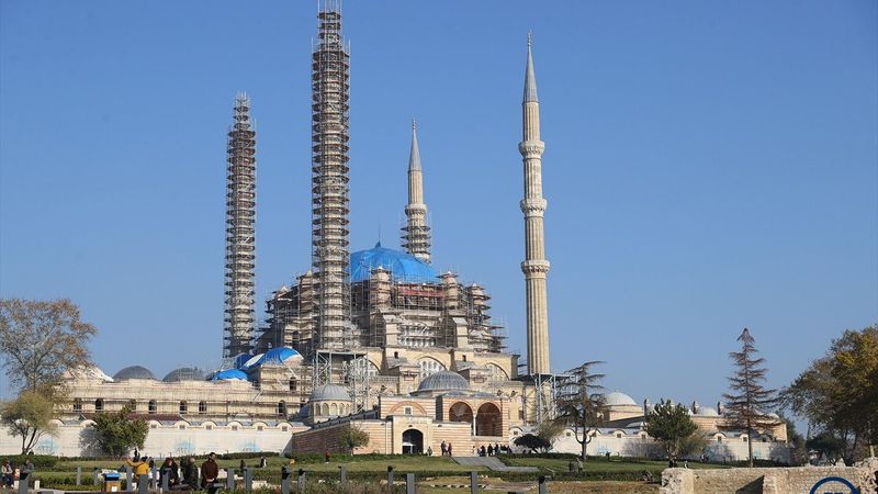 Selimiye Camisi'nde restorasyon sürüyor