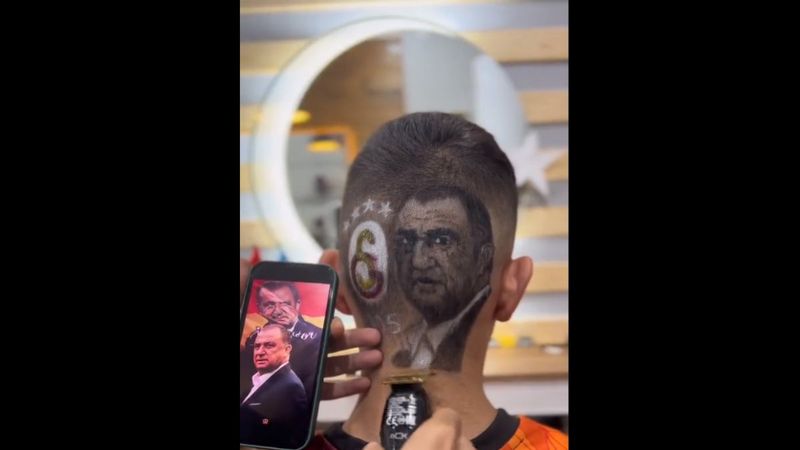 Galatasaraylı taraftar saçına Fatih Terim'i kazıttı