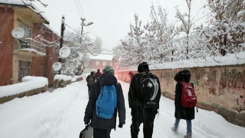 Van'da 3 ilçede kar yağışı nedeni ile okullar tatil edildi