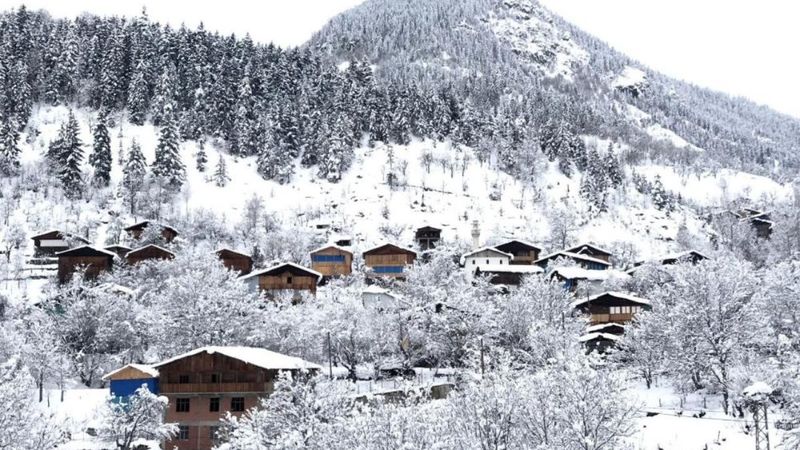 Sakin şehir Şavşat'tan kar manzaraları