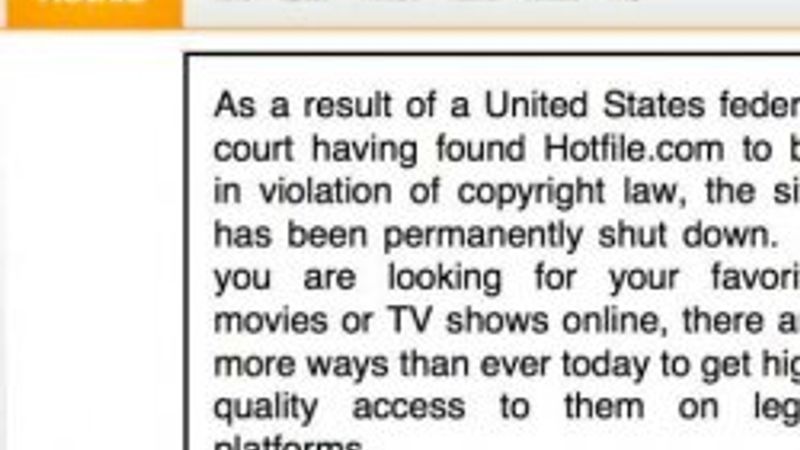 Megaupload’ın ardından Hotfile da kapatıldı