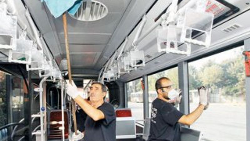 İETT otobüsleri ilaçla dezenfekte edildi