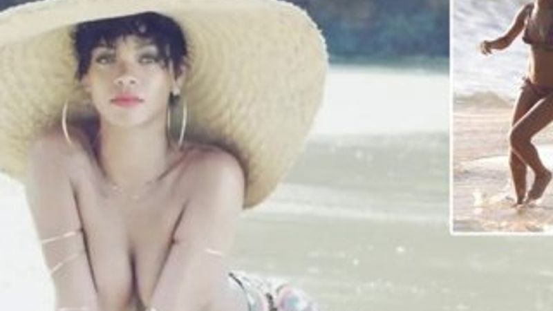 Rihanna kumsalda futbol oynadı İZLE