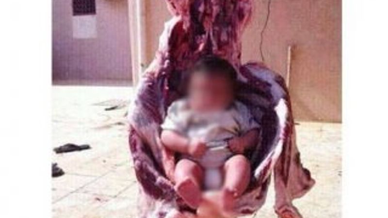 Kurbanı salıncak yapıp bebeği içine oturttular