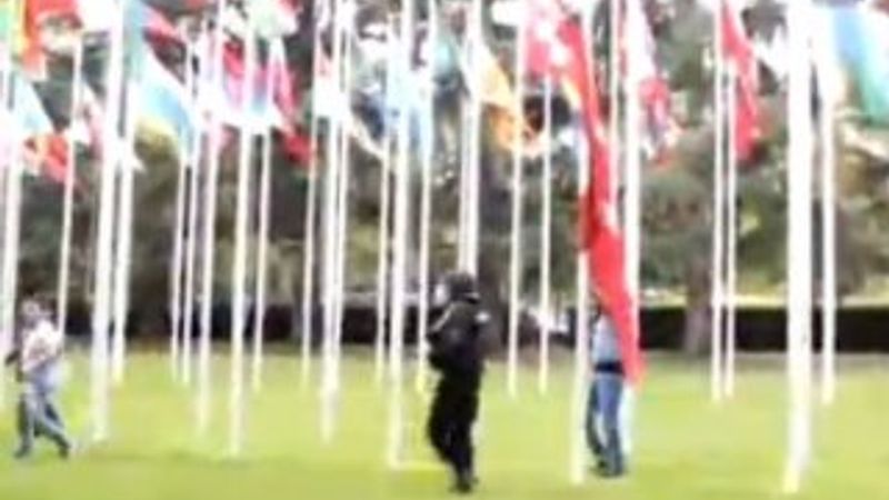 İsviçre'de Kobani eyleminde Türk bayrağına saldırı