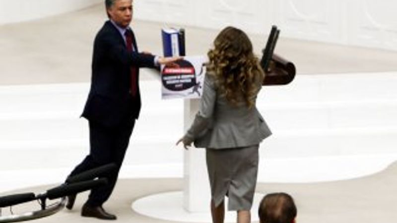 AK Partili Gökçen Enç Meclis'te kürsüye yürüdü İZLE