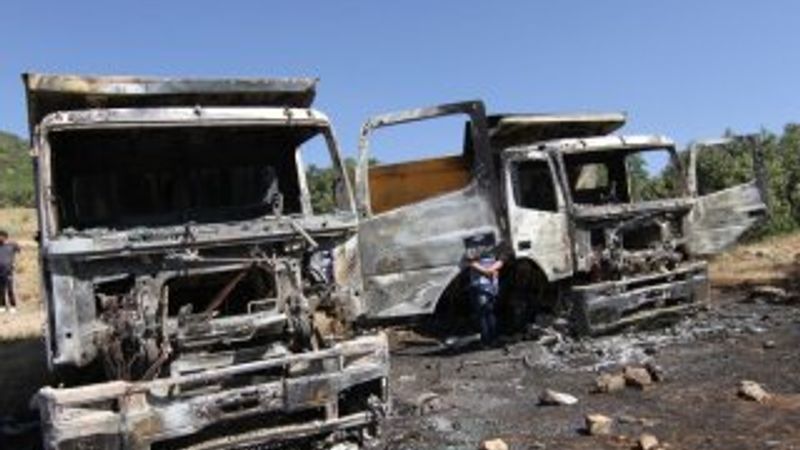 PKK Siirt'te kamyonları yaktı