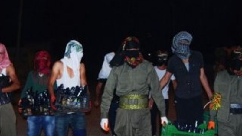 PKK'lılar kasalarla molotof taşıdı