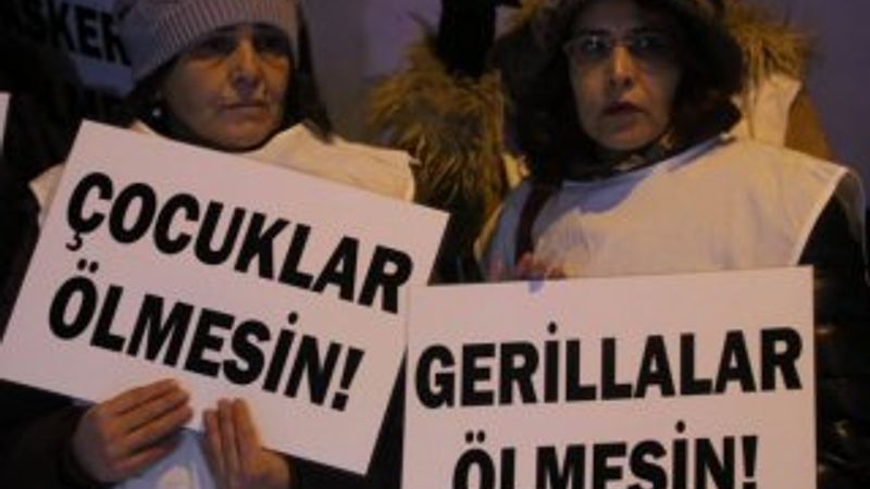 Taksim'de 'Gerillalar ölmesin' protetosu