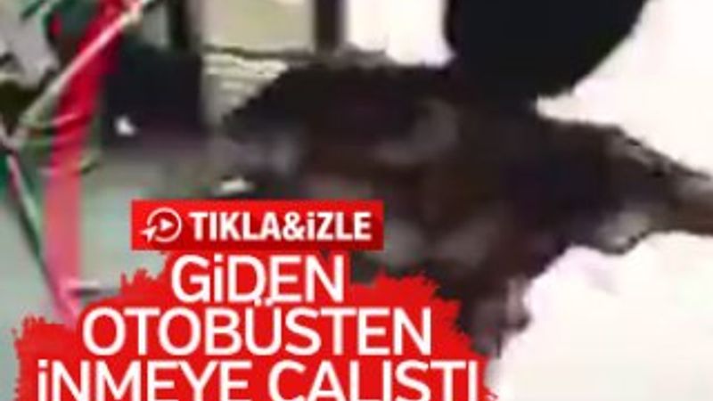 Giden otobüsten inmeye çalıştı