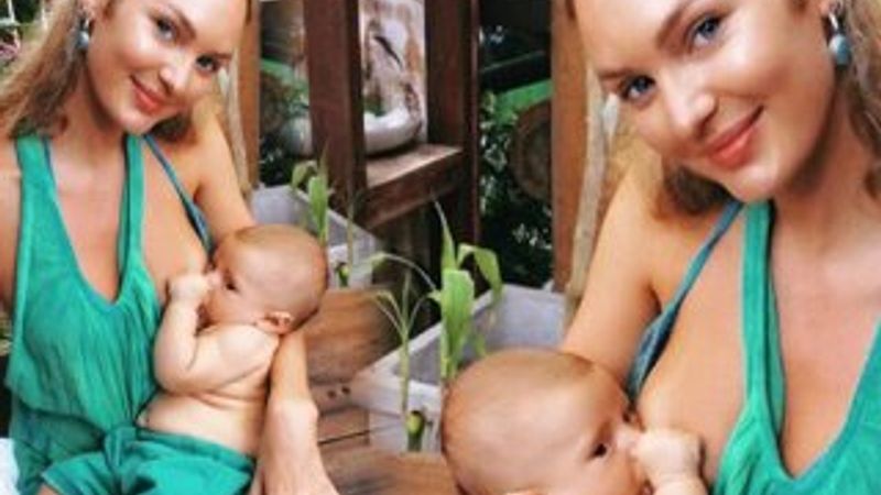 Candice Swanepoel'den emzirme pozu