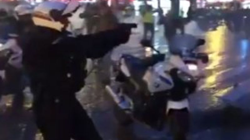 Fransız polisi eylemcilere silah çekti