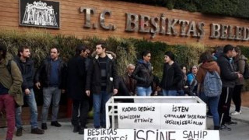 Beşiktaş Belediyesi çalışanları greve gitti