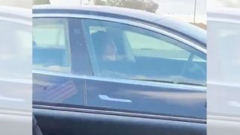 120 ile giden Tesla'da uyudu