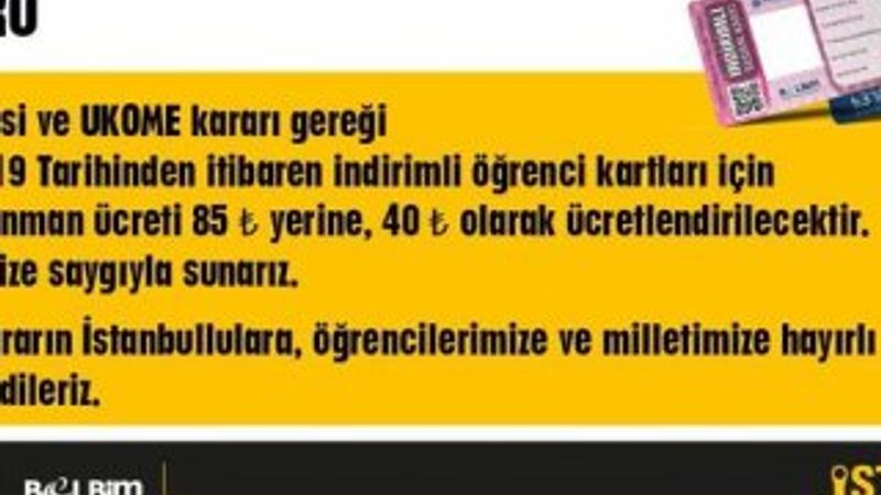 40 lira öğrenci aylık akbil uygulaması başladı