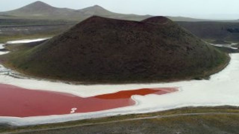 Meke Gölü bakterilerden kırmızıya döndü