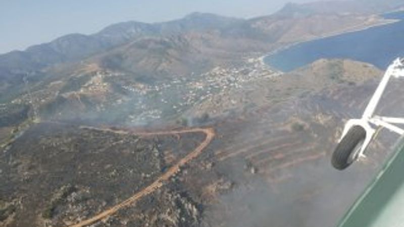 Datça'da yanan alan havadan görüntülendi