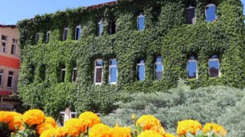 Yozgat'ta kurumsal binanın süslemesi dikkat çekiyor