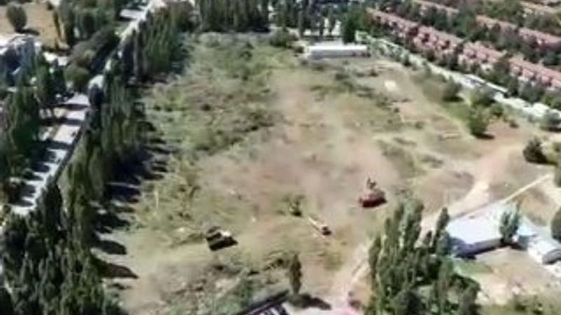 ODTÜ'de ağaçların kesildiği alanın havadan görüntüsü