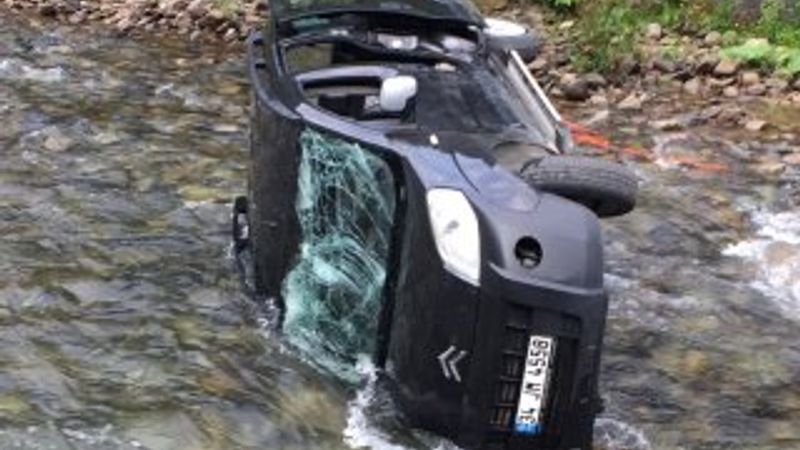Uzungöl'de araç kontrolden çıkıp dereye düştü: 1 yaralı