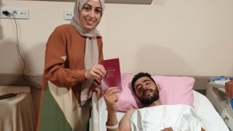 Edirneli çift hastane odasında evlendi