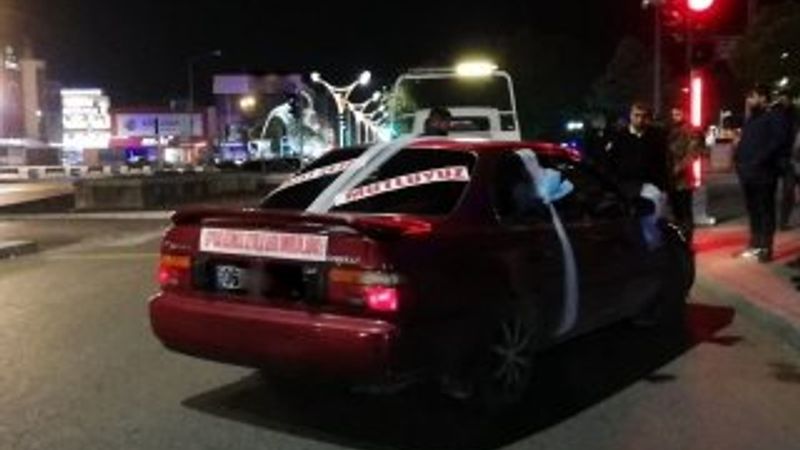 Gelin arabasını polisin üzerine sürdü