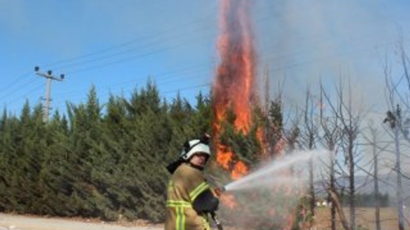 Demir parmaklıklardan kıvılcım sıçradı, yangın çıktı