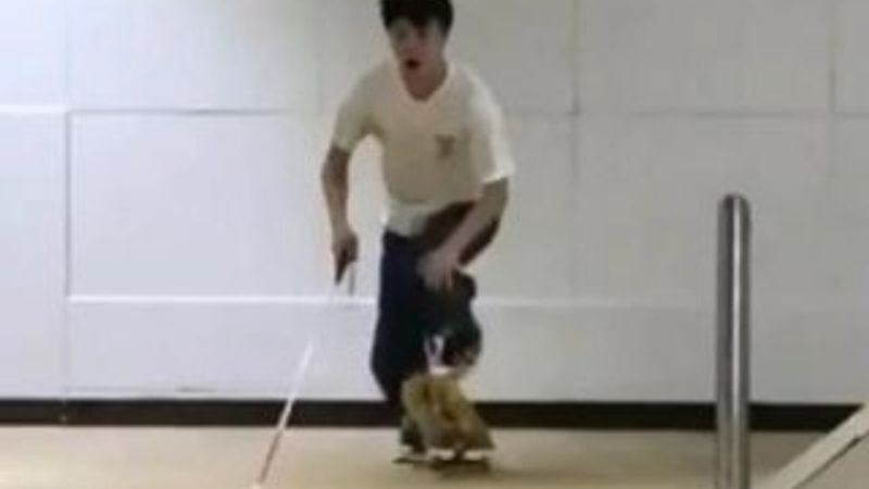 Görme engelli kaykaycının muhteşem performansı