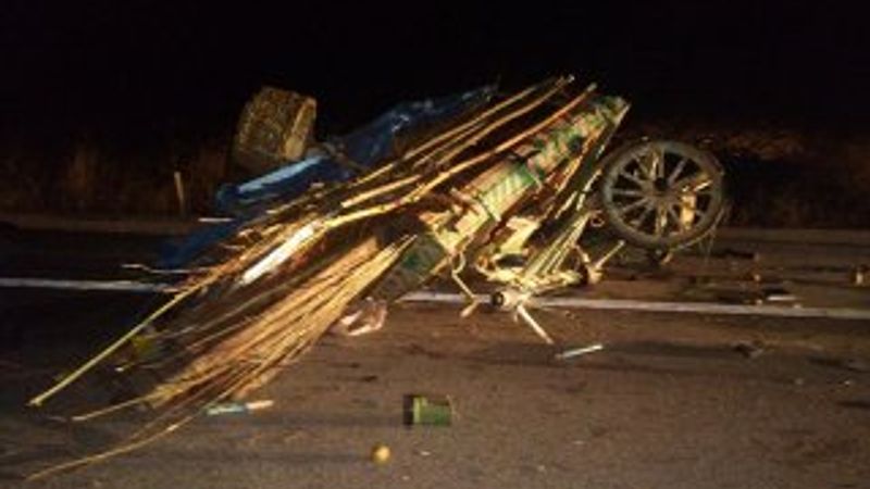 Kütahya'da otomobil at arabasına arkadan çarptı