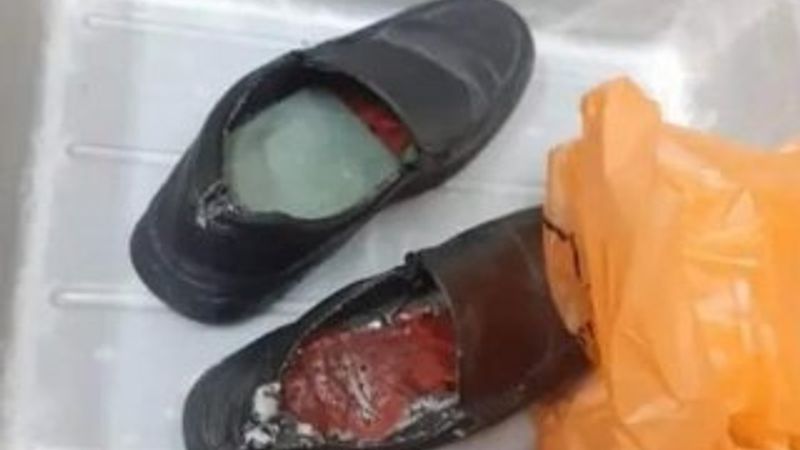 Kuşları sınırdan geçirmek için ayakkabıya sakladı