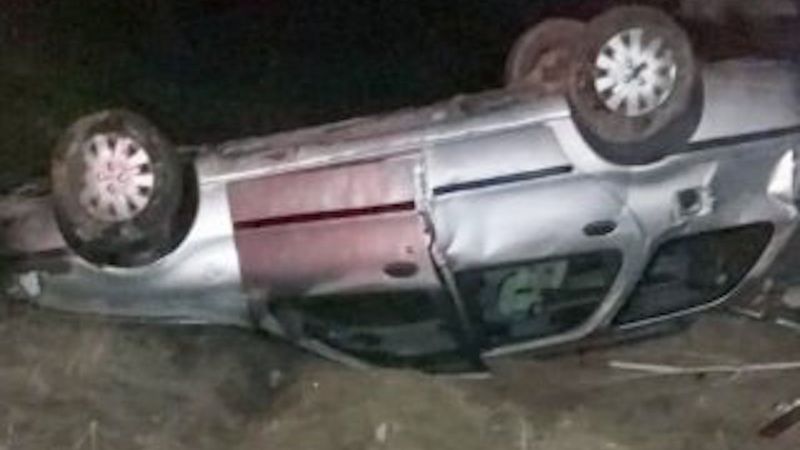 Gümüşhane'de köpeğe çarpmak istemeyen araç takla attı