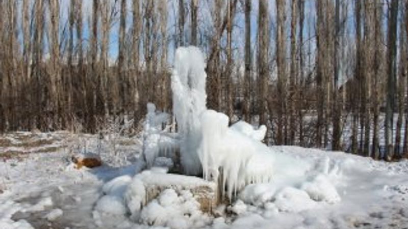 Erzurum'da dereler buz bağladı
