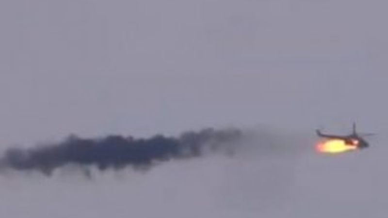 SMO'nun, Esad'ın helikopterini düşürdüğü anın görüntüsü