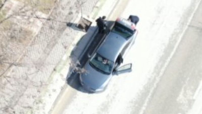 Drone'lu trafik denetiminde ilginç görüntüler
