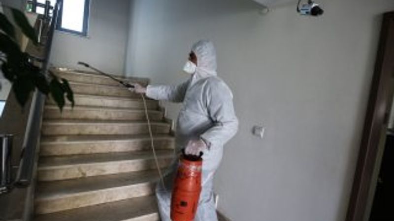 Karantina yurtlarında temizlik yapıldı