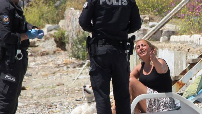 Bodrum’da sahilde sere serpe güneşlenirken yakalandı