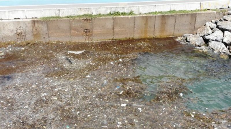 Caddebostan Sahili'nde oluşan çöpler havadan görüntülendi