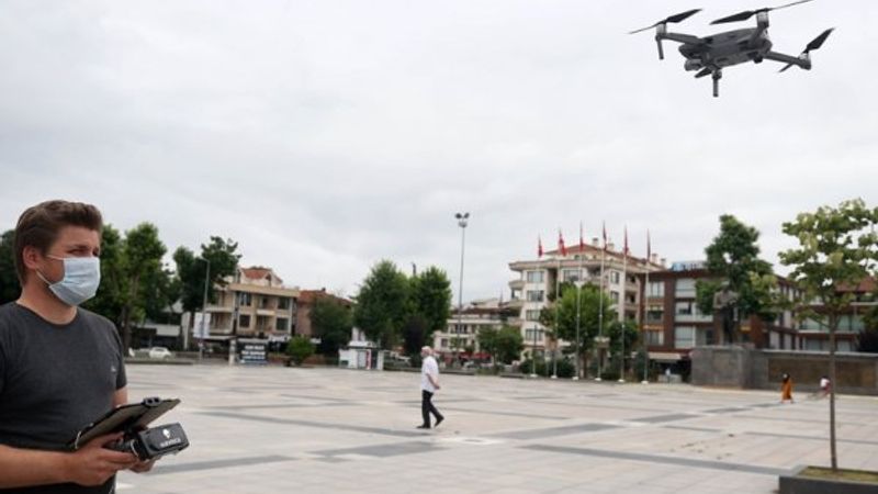 Düzce'de drone ile maske denetimi yapıldı