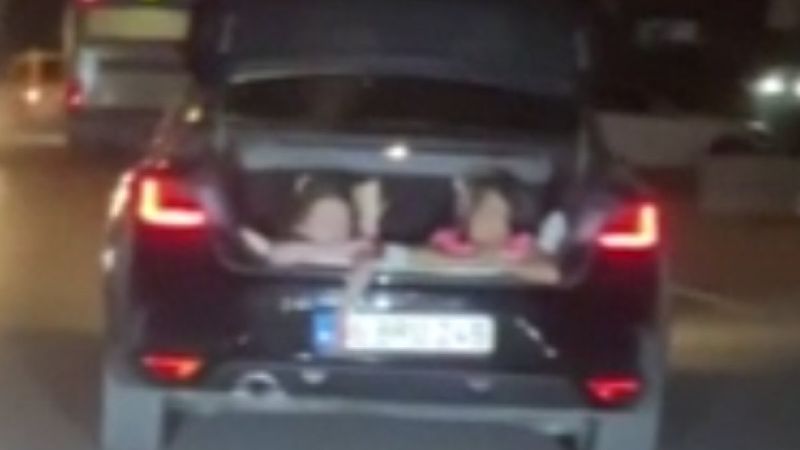 Ankara'da bagajında çocuklar varken yola devam eden sürücü