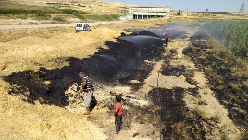 Şanlıurfa'da tonlarca saman yandı