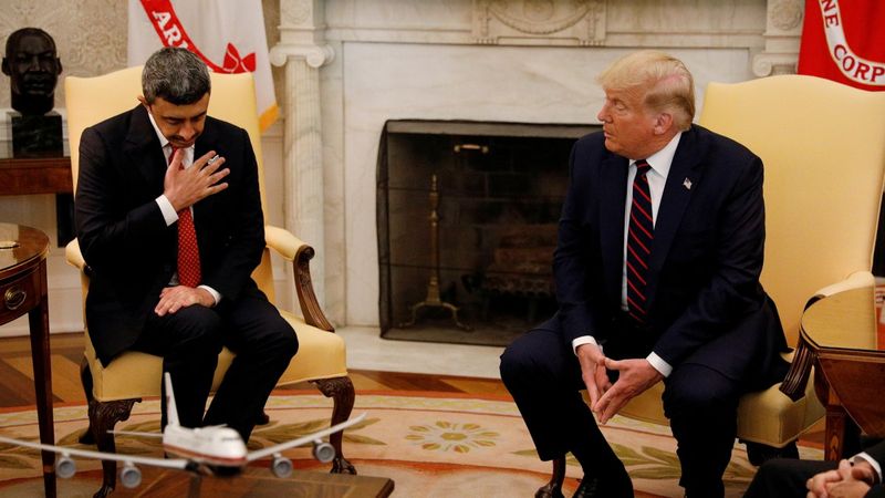 BAE bakanı Trump karşısında saygı duruşuna geçti