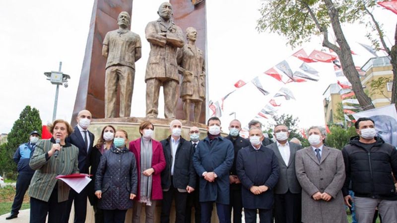 CHP'li Bakırköy Belediyesi'nden maskeli heykel