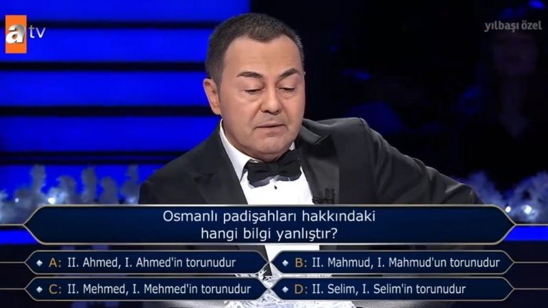 Kim Milyoner Olmak İster'de Serdar Ortaç'ın bilemediği tarih sorusu