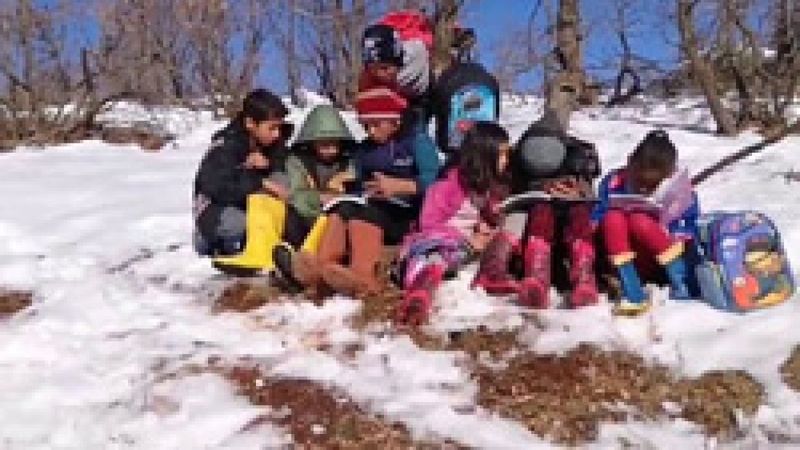 Siirt’te köy öğrencileri, EBA’ya girmek için -10 derecede saatlerce yürüyor