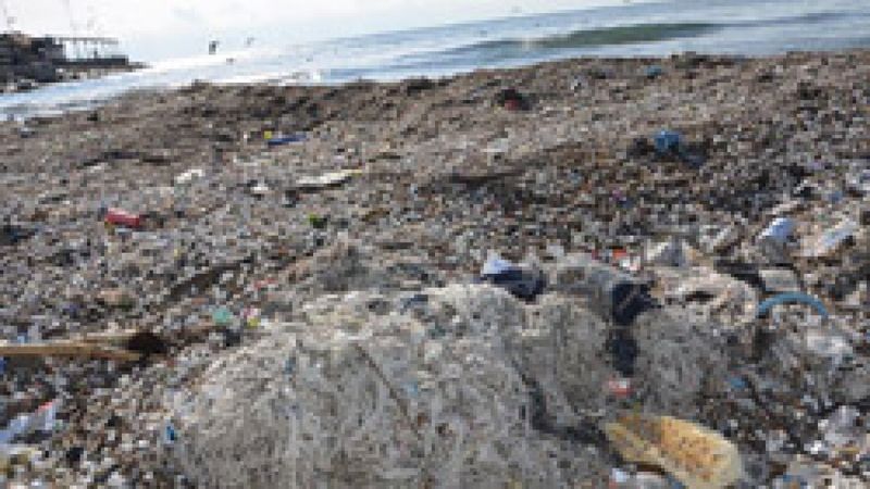 Avcılar'da fırtına, atıkları sahile taşıdı