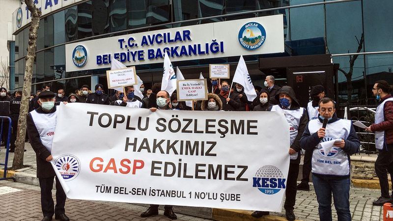 Avcılar Belediyesi çalışanlarından 'toplu sözleşme eylemi'