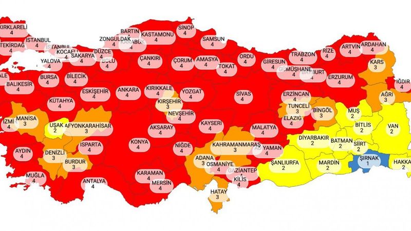 Koronavirüs risk haritasının 1 ay içindeki değişimi